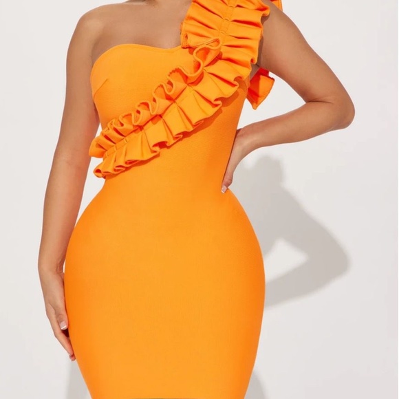 Fashion Nova Orange Ruffle Mini Dress - Picture 2 of 3